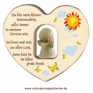 Taufgeschenk Herz mit Schutzengel und Kindergebet / motivationsgeschenke.de